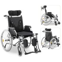 Cadeira De Rodas Reclinável Aluminio 130kg D700 Com Cinto e Apoio De Cabeça Dellamed