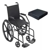 Cadeira De Rodas Simples Dobrável Pneu Antifuro Com Almofada