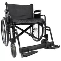 Cadeira De Rodas Transporte Dobrável 180Kg Para Pessoa Obesa Modelo D500 Aço Carbono Preta Retrátil Dellamed