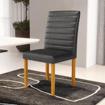 Cadeira de Sala de Jantar Estofada Veiga Madeira Maciça PU Preto G78 - Gran Belo Cadeira de Sala de Jantar Estofada Veiga Madeira Maciça PU Preto G78 - Gran Belo