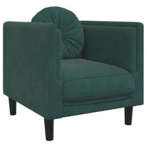Cadeira de sofá Accent vidaXL Velvet verde escuro com almofada