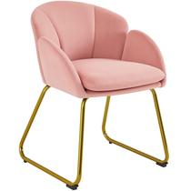 Cadeira de toucador Yaheetech em forma de flor rosa de veludo com pernas de metal Cadeira de toucador Yaheetech em forma de flor rosa de veludo com pernas de metal