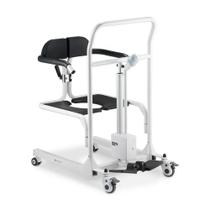 Cadeira De Transferência Dellamed Multiuso Com Elevação Eletrônica Até 135 Kg Assento 48,5cm Branco E Preto D80