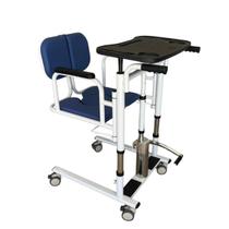 Cadeira de Transferência Móvel com Rodízios, Mesa de Refeição, Suporte para Acessórios, Estrutura Branca e Estofado Azul