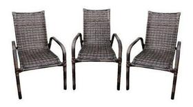 Cadeira De Varanda Fio Junco Sintético Kit Com 03 Und
