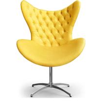 Cadeira Decorativa Com Capitonê Big Egg Amarela Giratória - Clefatos