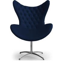 Cadeira Decorativa Com Capitonê Big Egg Azul Marinho Giratória - Clefatos