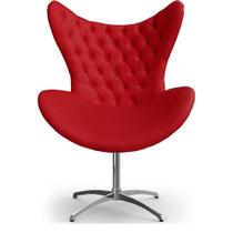 Cadeira Decorativa Com Capitonê Big Egg Vermelha Giratória - Clefatos
