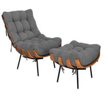 Cadeira Decorativa Costela Com Puff