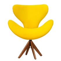 Cadeira Decorativa Egg Amarela Com Base Giratória Madeira - Clefatos