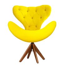 Cadeira Decorativa Egg Com Capitonê Amarela Giratória Madeira - Clefatos