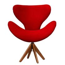 Cadeira Decorativa Egg Vermelha Com Base Giratória Madeira - Clefatos