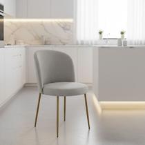 Cadeira Decorativa Elegance Base Champanhe Linho Cinza Claro - Montanaris Decor Cadeira Decorativa Elegance Base Champanhe Linho Cinza Claro - Montanaris Decor