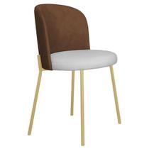 Cadeira Decorativa Elegance Base Champanhe material sintético Caramelo/Bege - Montanaris Decor Cadeira Decorativa Elegance Base Champanhe material sintético Caramelo/Bege - Montanaris Decor