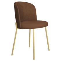 Cadeira Decorativa Elegance Base Champanhe material sintético Marrom - Montanaris Decor