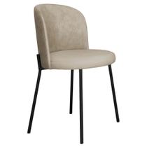 Cadeira Decorativa Elegance Base Preto material sintético Bege - Montanaris Decor