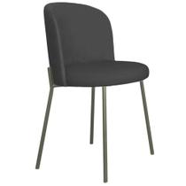 Cadeira Decorativa Elegance Base Titanium Linho Chumbo - Montanaris Decor