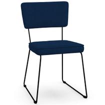 Cadeira Decorativa Estofada Para Sala De Jantar Allana L02 Suede Azul Marinho - Lyam Decor