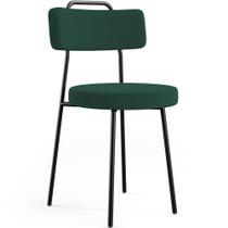 Cadeira Decorativa Estofada Para Sala De Jantar Barcelona L02 Bouclê Verde - Lyam Decor