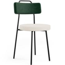 Cadeira Decorativa Estofada Para Sala de Jantar Barcelona L02 Facto Verde Musgo Linho Cru - Lyam