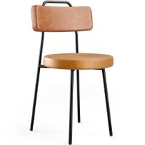 Cadeira Decorativa Estofada Para Sala De Jantar Barcelona L02 material sintético Camel Whisky - Lyam