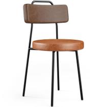 Cadeira Decorativa Estofada Para Sala De Jantar Barcelona L02 material sintético Marrom Camel - Lyam
