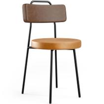 Cadeira Decorativa Estofada Para Sala De Jantar Barcelona L02 material sintético Marrom Whisky - Lyam