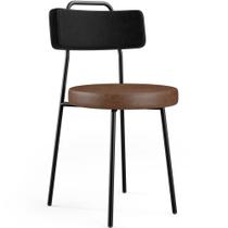 Cadeira Decorativa Estofada Para Sala De Jantar Barcelona L02 material sintético Preto Marrom - Lyam