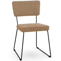 Cadeira Decorativa Estofada Para Sala De Jantar Base Em Aço Allana L02 Bouclê Mostarda - Lyam Decor Cadeira Decorativa Estofada Para Sala De Jantar Base Em Aço Allana L02 Bouclê Mostarda - Lyam Decor