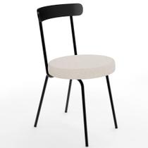 Cadeira Decorativa Estofada Para Sala De Jantar Haia F01 Linho Bege - Lyam Decor