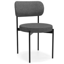 Cadeira Decorativa Estofada Para Sala De Jantar Louvre L02 Linho Cinza Escuro - Lyam Decor