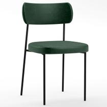 Cadeira Decorativa Estofada Para Sala de Jantar Melina F01 Sintético Verde Musgo - Lyam Decor