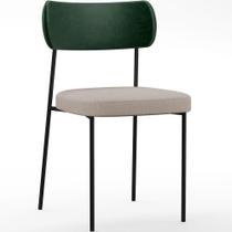 Cadeira Decorativa Estofada Para Sala De Jantar Melina L02 Facto Verde Musgo Linho Bege - Lyam Decor