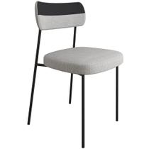 Cadeira Decorativa Estofada Para Sala de Jantar Melina L02 Linho Cinza material sintético Preto - Lyam Decor
