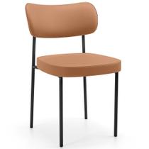Cadeira Decorativa Estofada Para Sala De Jantar Melina L02 material sintético Mocca - Lyam Decor