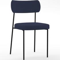 Cadeira Decorativa Estofada Para Sala De Jantar Melina L02 Suede Azul Marinho - Lyam Decor