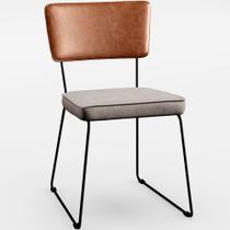 Cadeira Decorativa Estofada Sala De Jantar Allana L02 material sintético Camel Linho Bege - Lyam Decor