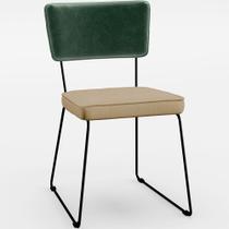 Cadeira Decorativa Estofada Sala Jantar Allana L02 Facto Verde Musgo Linho Bege Escuro - Lyam Decor