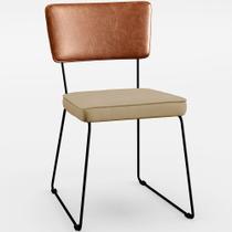 Cadeira Decorativa Estofada Sala Jantar Allana L02 material sintético Camel Linho Bege Escuro - Lyam Decor