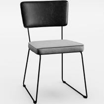 Cadeira Decorativa Estofada Sala Jantar Allana L02 Sintético Preto Linho Cinza - Lyam Decor