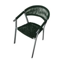 Cadeira Decorativa Joana em Corda Náutica e Base em Alumínio Cinza/verde Musgo