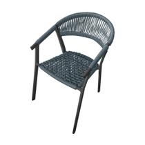 Cadeira Decorativa Joana em Corda Náutica e Base em Alumínio Preta/cinza
