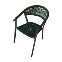 Cadeira Decorativa Joana em Corda Náutica e Base em Alumínio Preta/verde Musgo