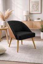 Cadeira Decorativa Lua para Sala de Estar ou Recepção Tecido Linho com Encosto material sintético Cappuccino Cor:Branco