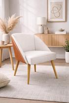 Cadeira Decorativa Lua para Sala de Estar ou Recepção Tecido Linho com Encosto material sintético Conhaque Cor:Conhaque