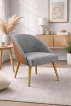 Cadeira Decorativa Lua para Sala de Estar ou Recepção Tecido Suede com Encosto material sintético Cappuccino Cor:Preto