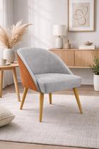 Cadeira Decorativa Lua para Sala de Estar ou Recepção Tecido Suede com Encosto material sintético Conhaque Cor:Bege