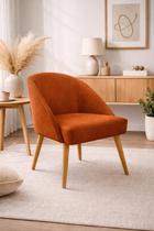 Cadeira Decorativa Lua para Sala de Estar ou Recepção Tecido Suede com Encosto material sintético Conhaque Cor:Bege