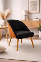 Cadeira Decorativa Lua para Sala de Estar ou Recepção Tecido Suede com Encosto material sintético Conhaque Cor:Bege