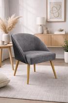 Cadeira Decorativa Lua para Sala de Estar ou Recepção Tecido Suede com Encosto material sintético Preto Cor:Off White